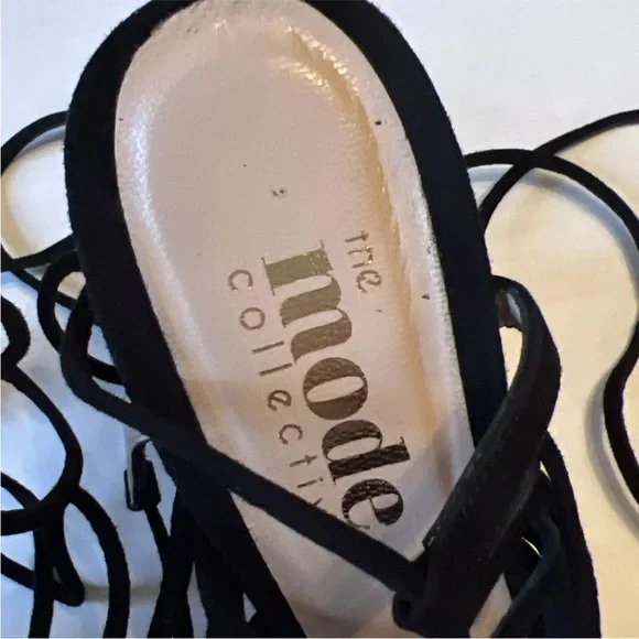 The Mode Collective Sz 38 Black 4”Heels Leather Sandals Made In Spain - Picture 4 of 11